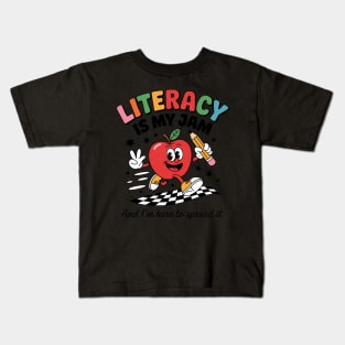 Literacy Is My Jam Literacy Teacher Reading interventionist 5 Kids T-Shirt